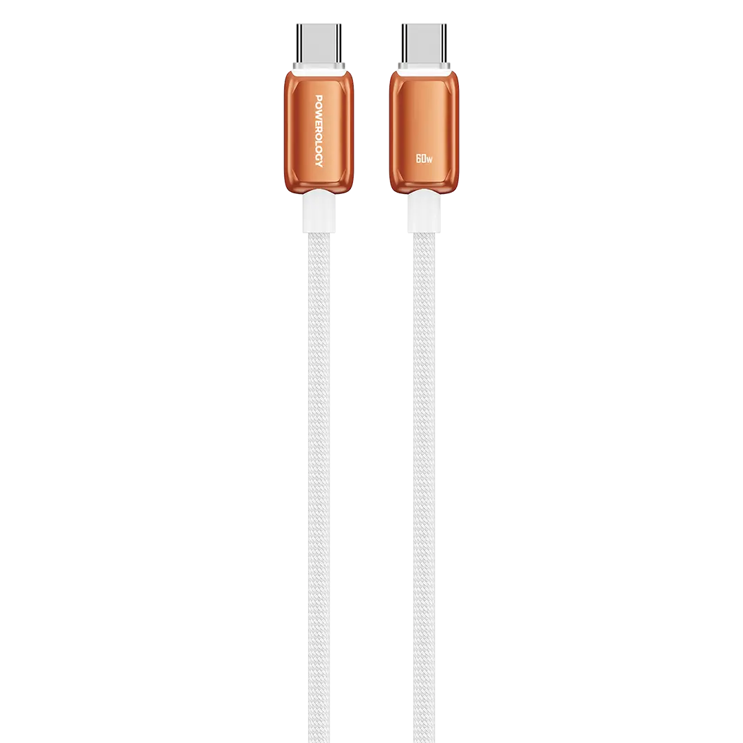 Powerology Zinco 60W USB-C Cable White Orange