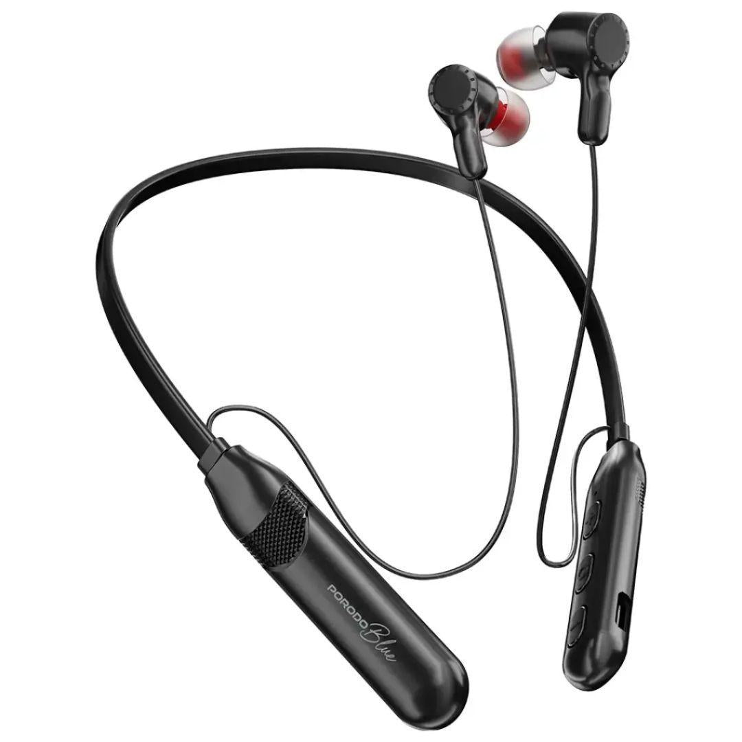 Porodo Blue Wireless Magnetic Neckband 16-Hour Battery - Black