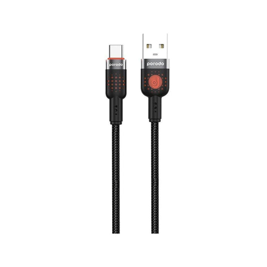 Porodo Aluminum Alloy Braided USB-A to USB-C Cable 1.2m - Black