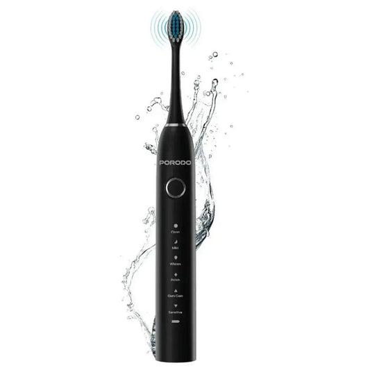 Porodo Lifestyle Smart Sonic 6-Mode Electric Toothbrush with 4 Brush Heads - Black