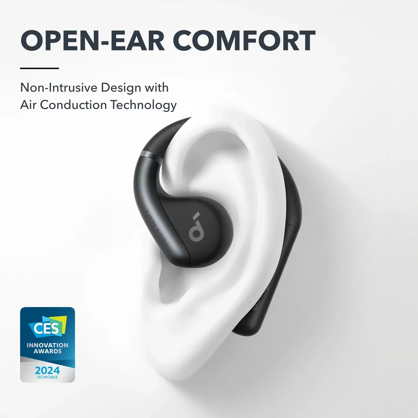 تصميم Soundcore AeroFit المفتوح والمريح للأذن