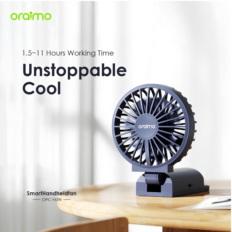 مروحة يدوية Oraimo Smart Handheld Fan قابلة للطي بشفرتين – أزرق