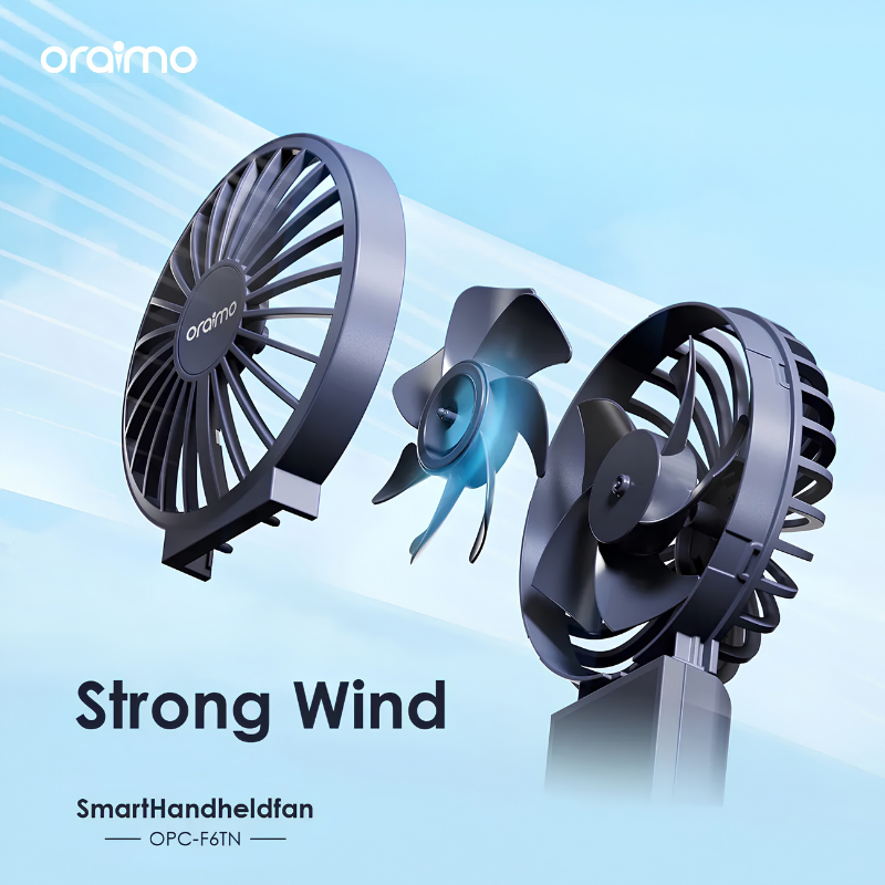 مروحة يدوية Oraimo Smart Handheld Fan قابلة للطي بشفرتين – أزرق