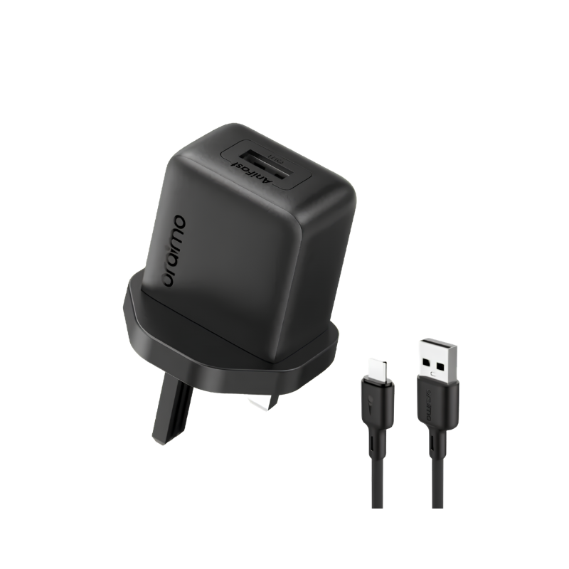 شاحن حائط Oraimo PowerMate 101 بقدرة 10 واط مع كابل Lightning بطول 1 متر – أسود