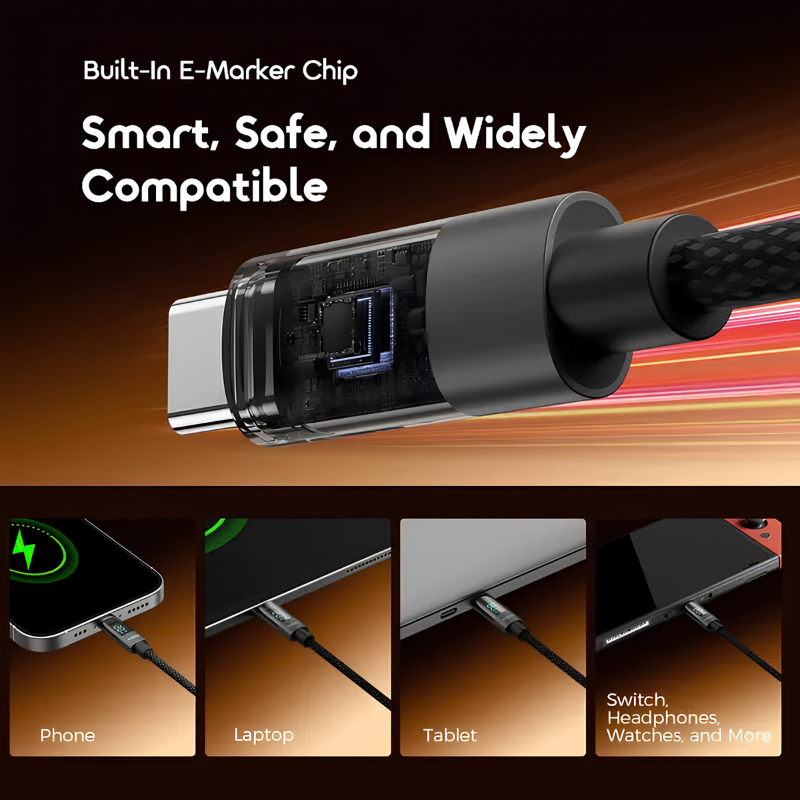 كابل بيانات Oraimo DigiLine USB-C إلى USB-C بقدرة 100 واط وطول 1.2 متر – أسود