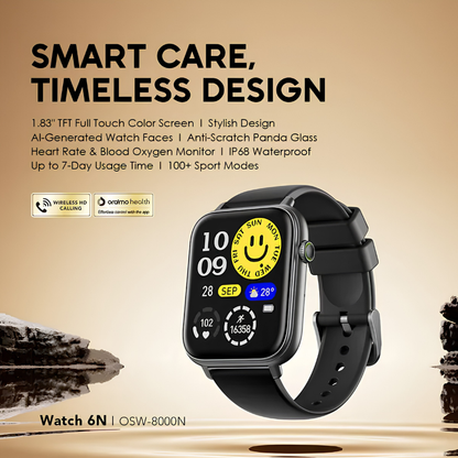 ساعة Oraimo Watch 6N الذكية – أسود