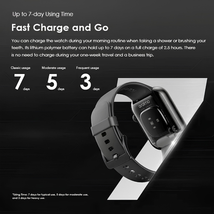 ساعة Oraimo Smart Watch ES2 الذكية بشاشة AMOLED مقاس 1.95 بوصة – أسود