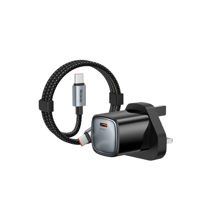 Mcdodo Ultimate Mini 45W GaN USB-C Charger with C-C Cable | Black and White Black