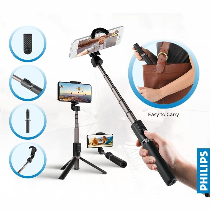Philips DLK3622NB/00 Bluetooth Selfie Stick and Tripod | Black