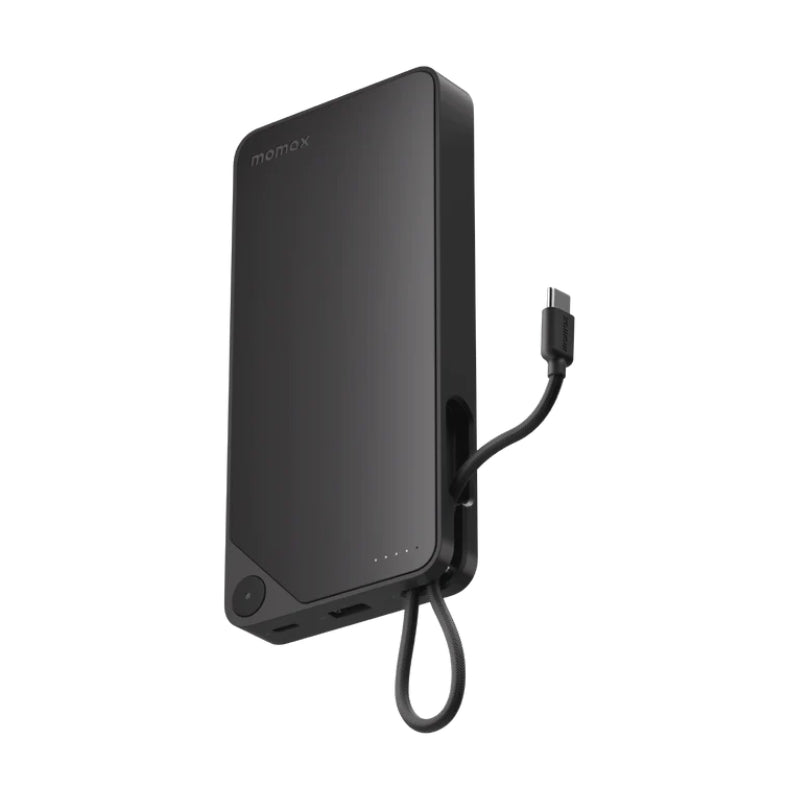 باوربانك Momax IP153 بسعة 20000mAh وكابل USB-C مدمج | Momax IP153 20000mAh Built-in USB-C Cable Power Bank — أسود / Black