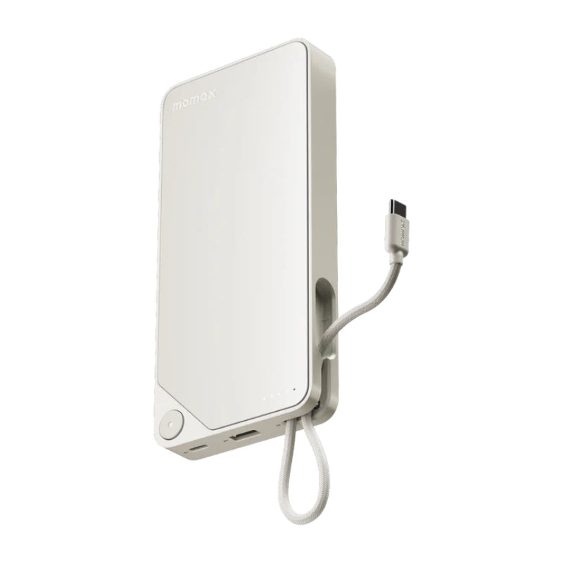 باوربانك Momax IP153 بسعة 20000mAh وكابل USB-C مدمج | Momax IP153 20000mAh Built-in USB-C Cable Power Bank — أبيض / White
