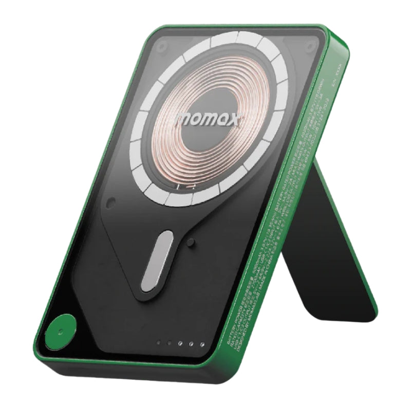 باوربانك Momax IP131 مغناطيسي 5000mAh مع حامل | Momax IP131 5000mAh Magnetic Power Bank with Stand — أخضر / Green