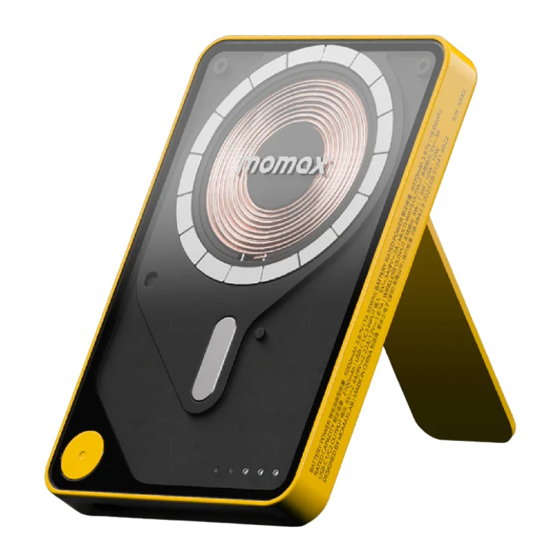 باوربانك Momax IP131 مغناطيسي 5000mAh مع حامل | Momax IP131 5000mAh Magnetic Power Bank with Stand — أصفر / Yellow
