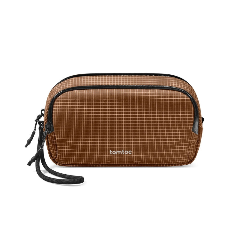 حقيبة تنظيم Tomtoc Light-T12 سعة 1.8 لتر | Tomtoc Light-T12 1.8L Accessory Pouch — بني شبكي / Brown Grid