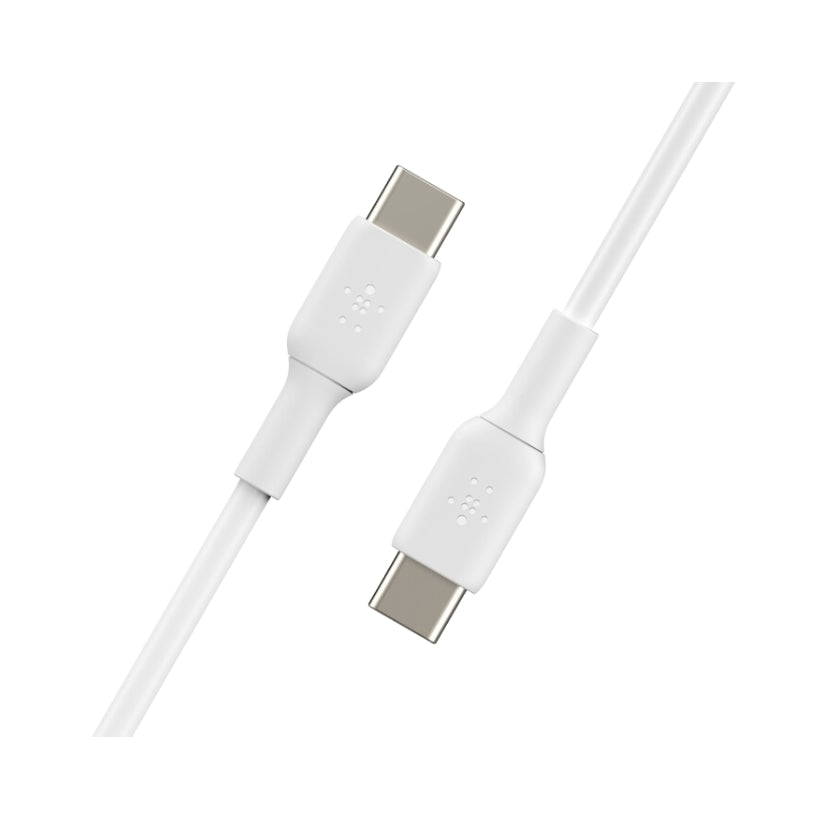 كابل بلكن USB-C أبيض — تصميم الكابل ضمن عبوة قطعتين | Belkin white USB-C cable design, two-pack product